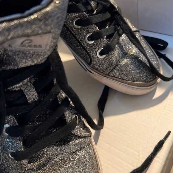 G by Guess Silver glittery high top shoes Sneakers women’s - Picture 9 of 9